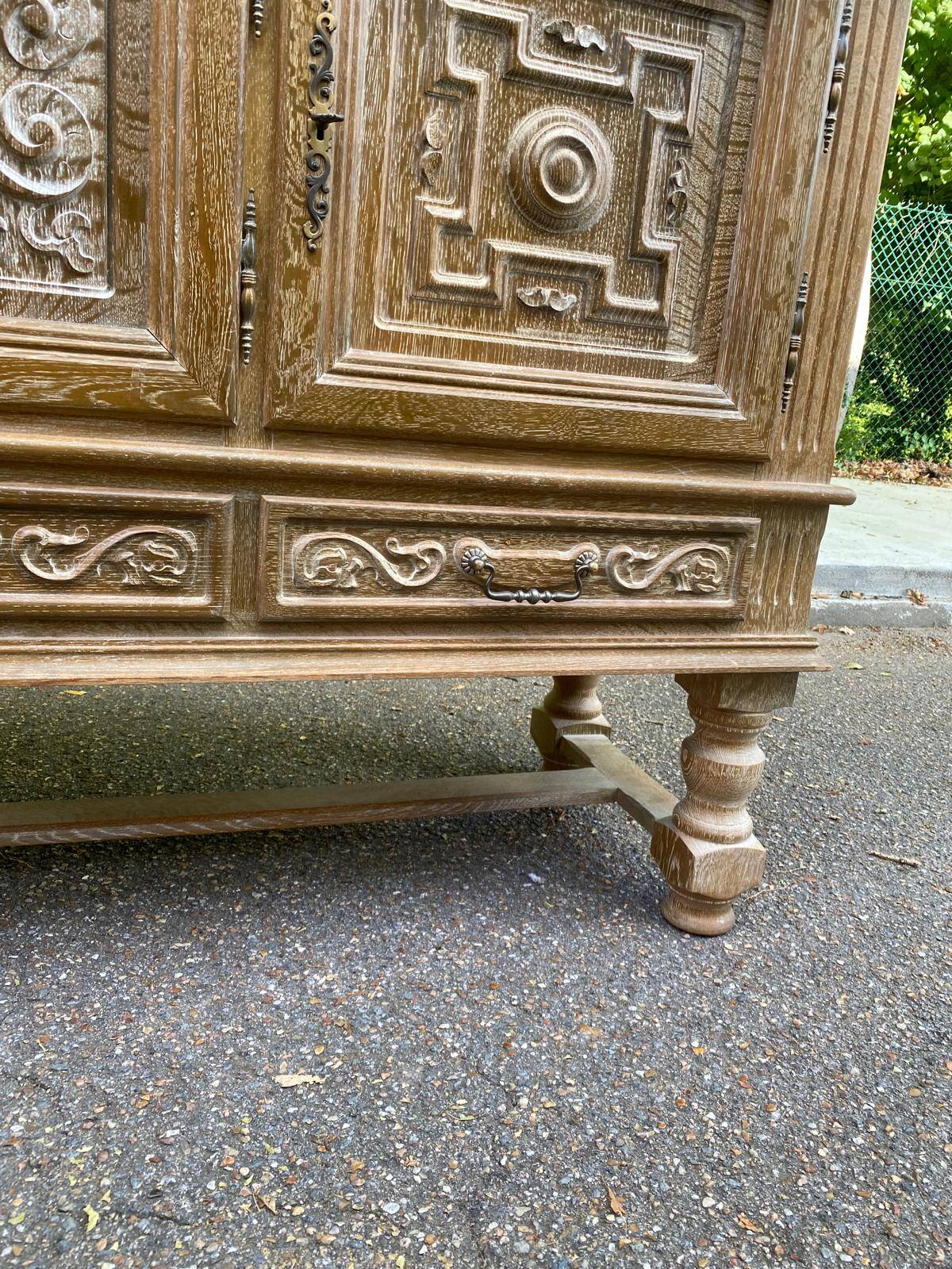 Spanish Renaissance patinated solid wood sideboard
