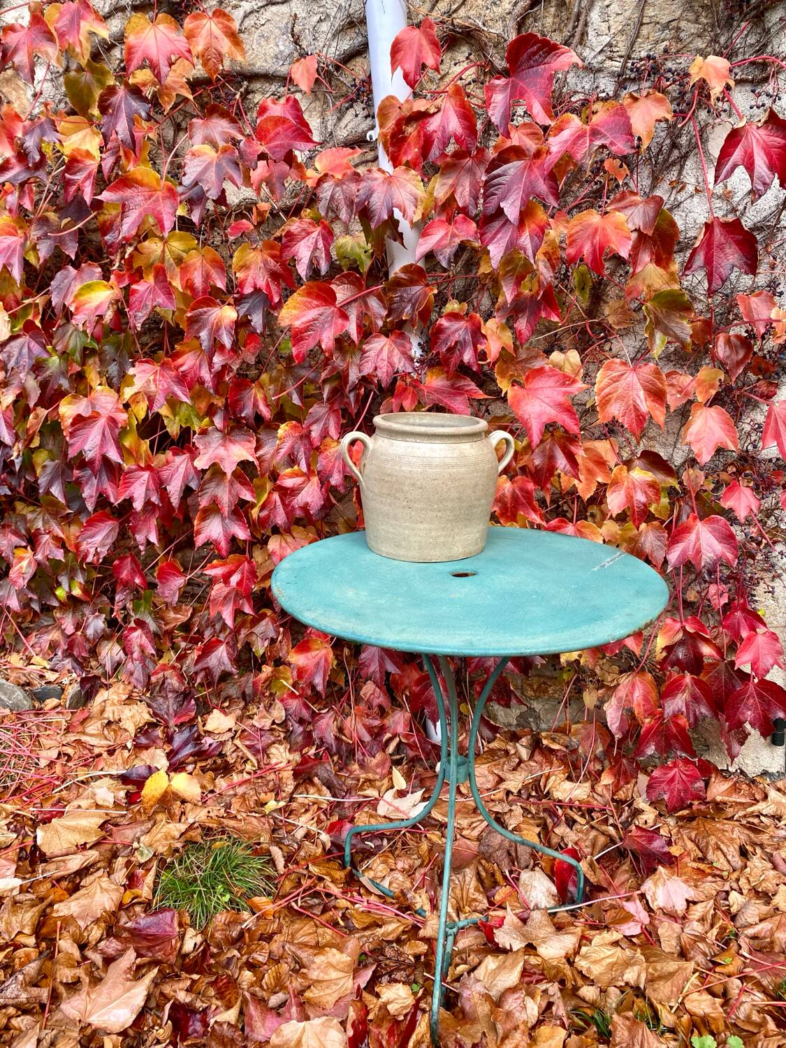 Table de jardin vintage verte