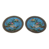 Pair of Round Bronze Dishes and Cloisonné Enamels, Meiji era, Japan – Late nineteenth