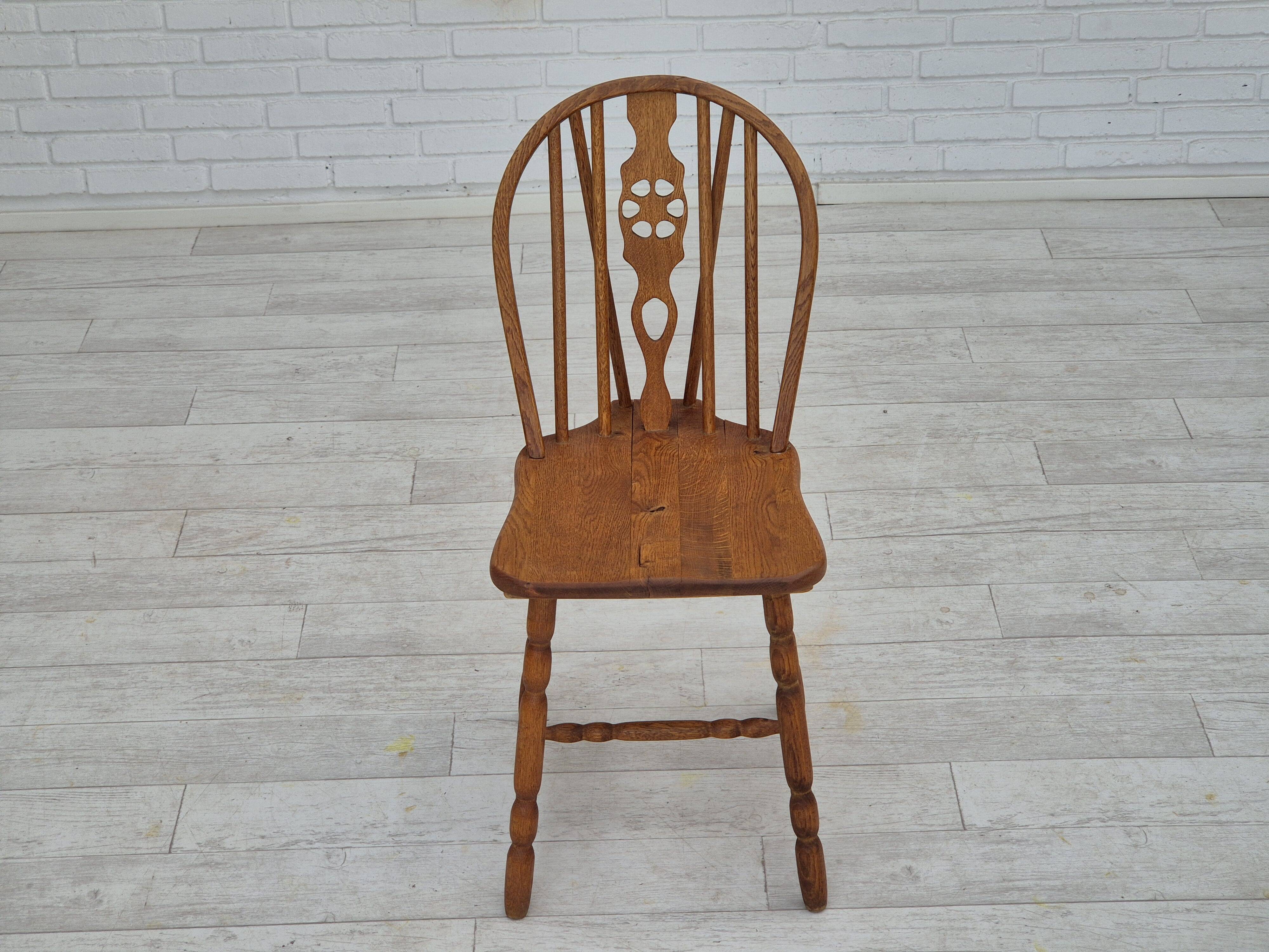 1960s, set of 4 scandinavian dining chairs in solid oak wood, original good condition.