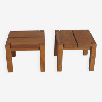 Pair of bedside or coffee tables in solid elm Regain edition