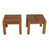 Pair of bedside or coffee tables in solid elm Regain edition
