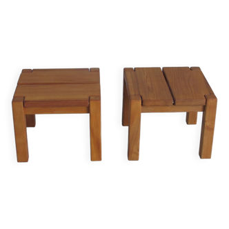 Pair of bedside or coffee tables in solid elm Regain edition