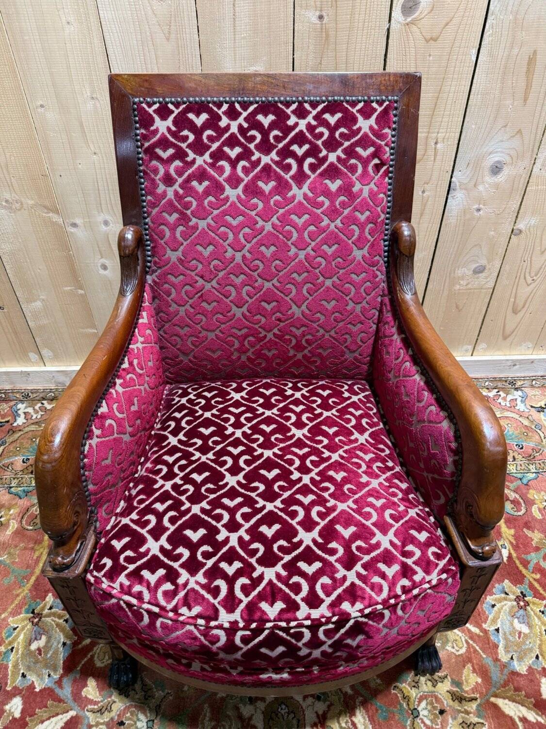 Fauteuil - Bergère époque Empire en acajou