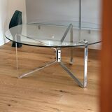 Vintage Mid Century Chrome & Glas Bauhaus Coffee Table