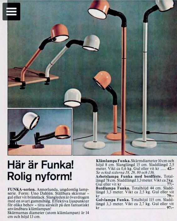 Funka lamp for Ikea by Uno Dahlen 1970