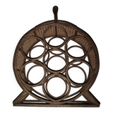 Vintage bottle holder in rattan and cane