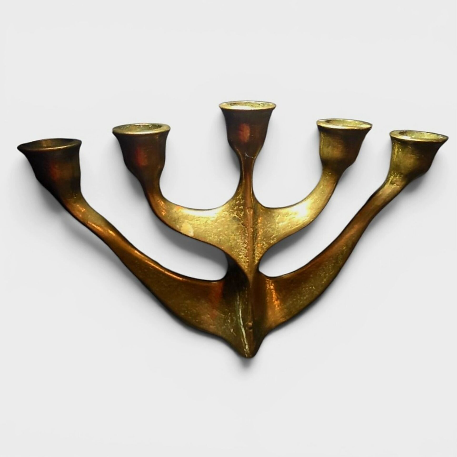 Modernist 5-branch candelabrum in solid brass – Circa 1960/70
