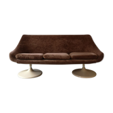 Canapé 3 places design 1970 tulipe et velours terracotta