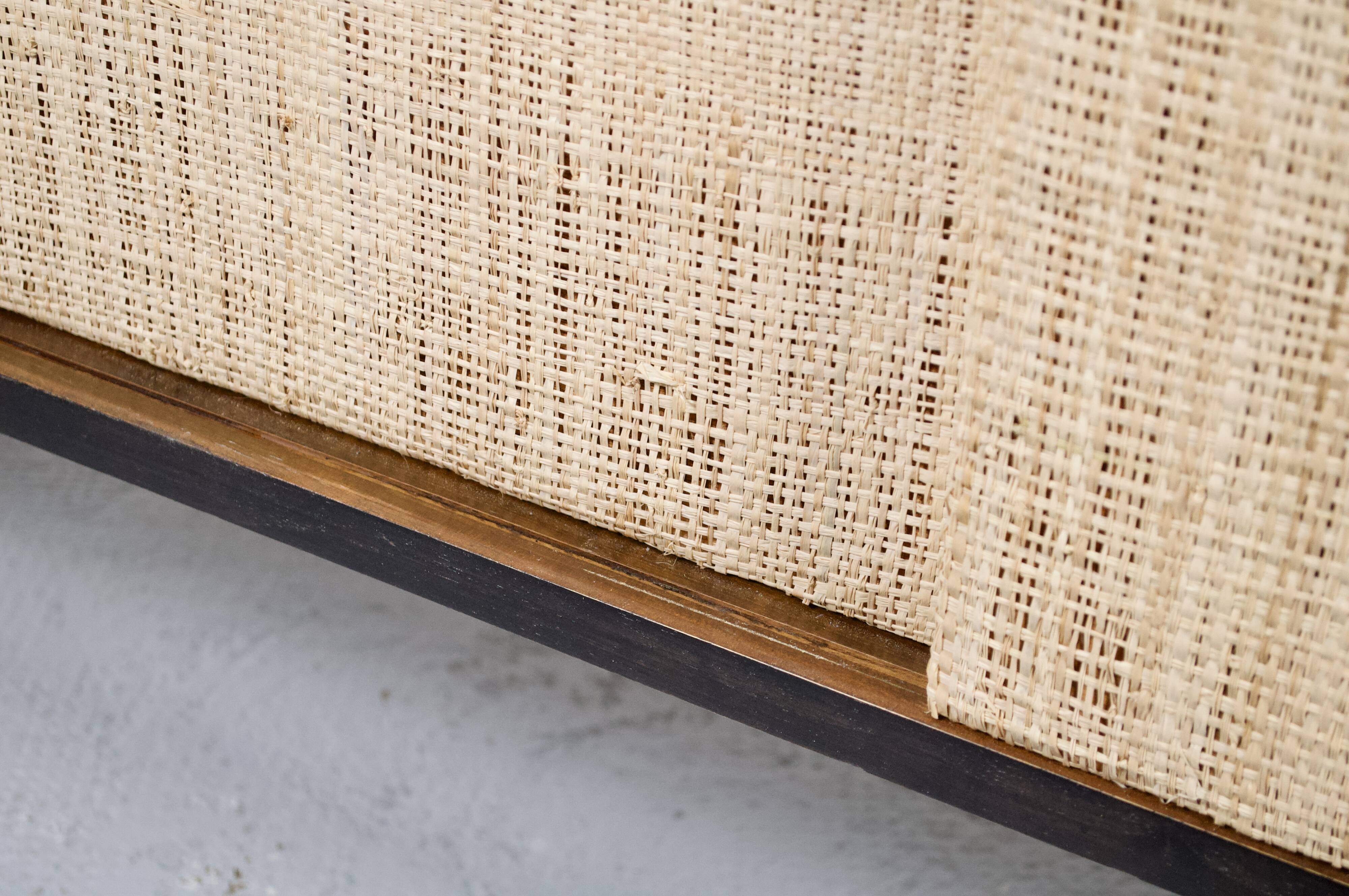 Enfilade florence knoll model 116 wood leather and raffia 1960