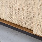 Enfilade florence knoll model 116 wood leather and raffia 1960