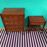 Ensemble commode et table de chevet vintage