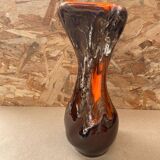 Antique vase vallauris ceramic art brown orange vintage