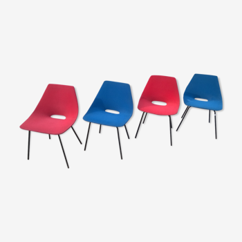 Set of 4 chairs "barrel" Pierre Guariche