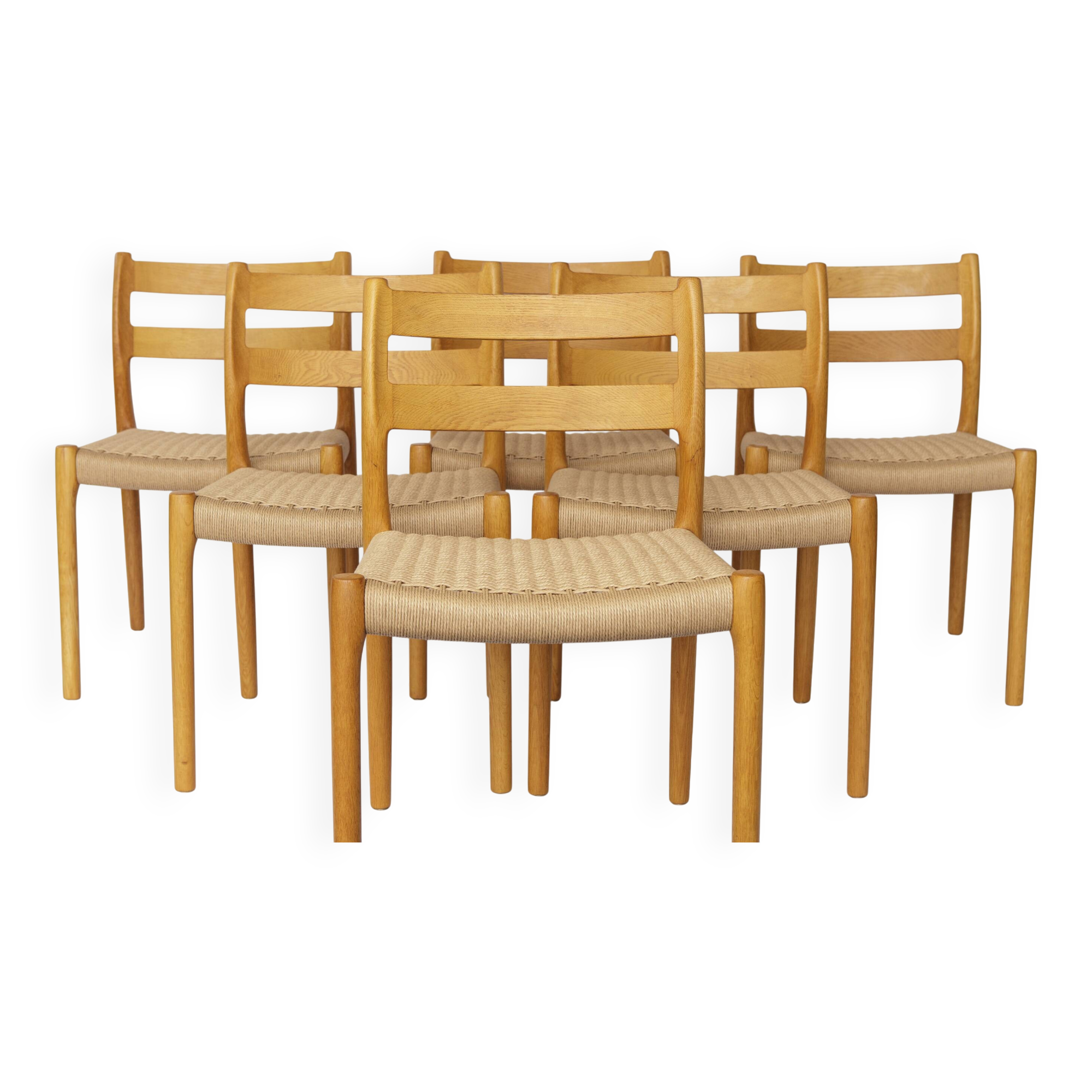 Set of 6 Niels Otto Møller Model 84 Dining Chairs in Oak | Danish Vintage