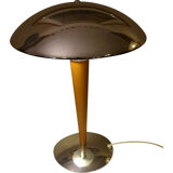Mushroom design lamp chrome / Beech wood - Netherlands - 1980