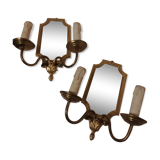 Pair of gold bronze wall lamps