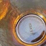 6 old amber colored glasses "lever" year 1970