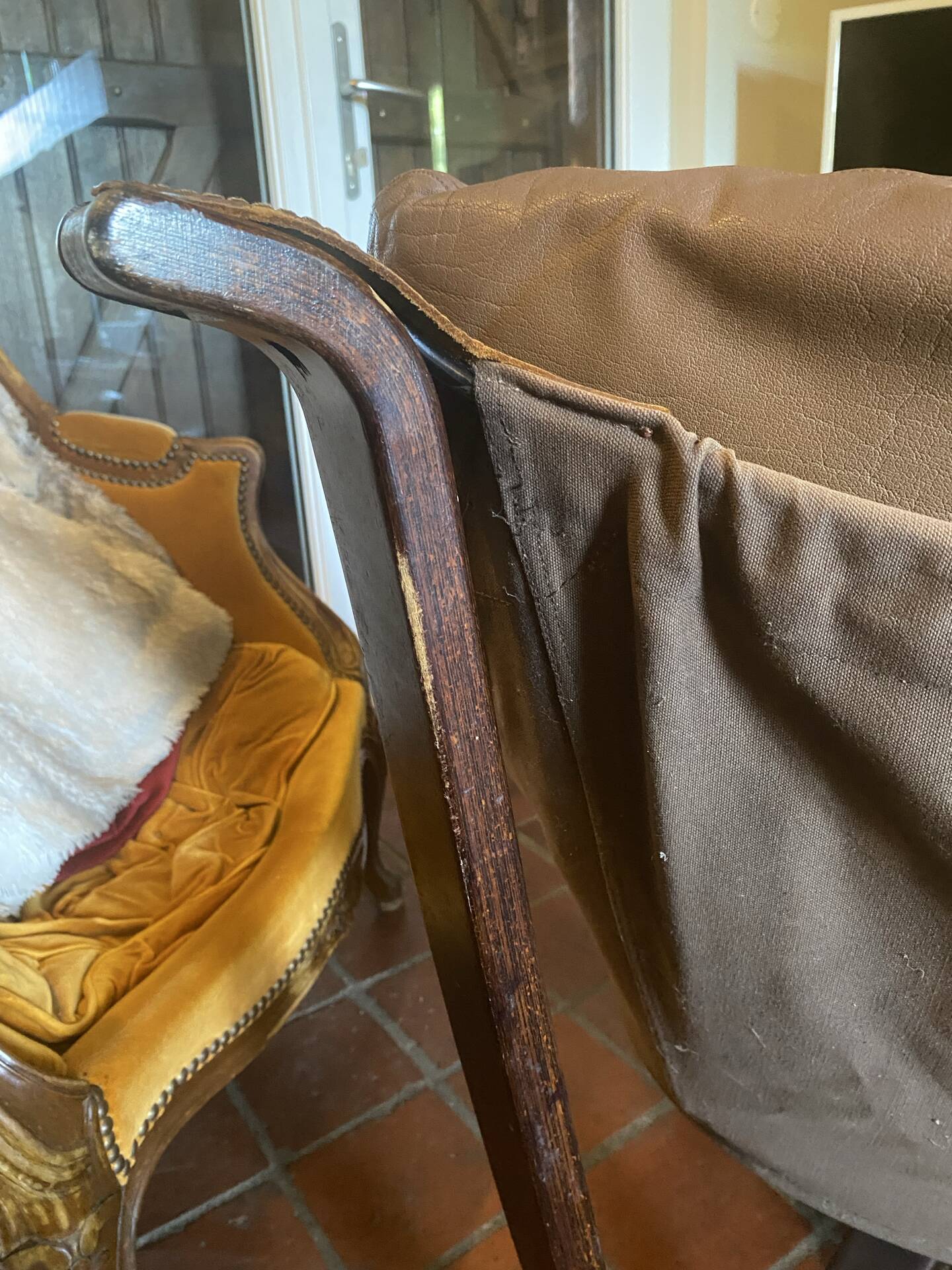 Danish leather and wood armchair Thams Kvalitet