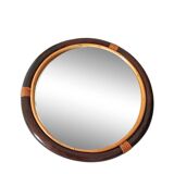 1970s Round Bamboo Mirror