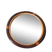 Miroir rond en bambou des années 1970