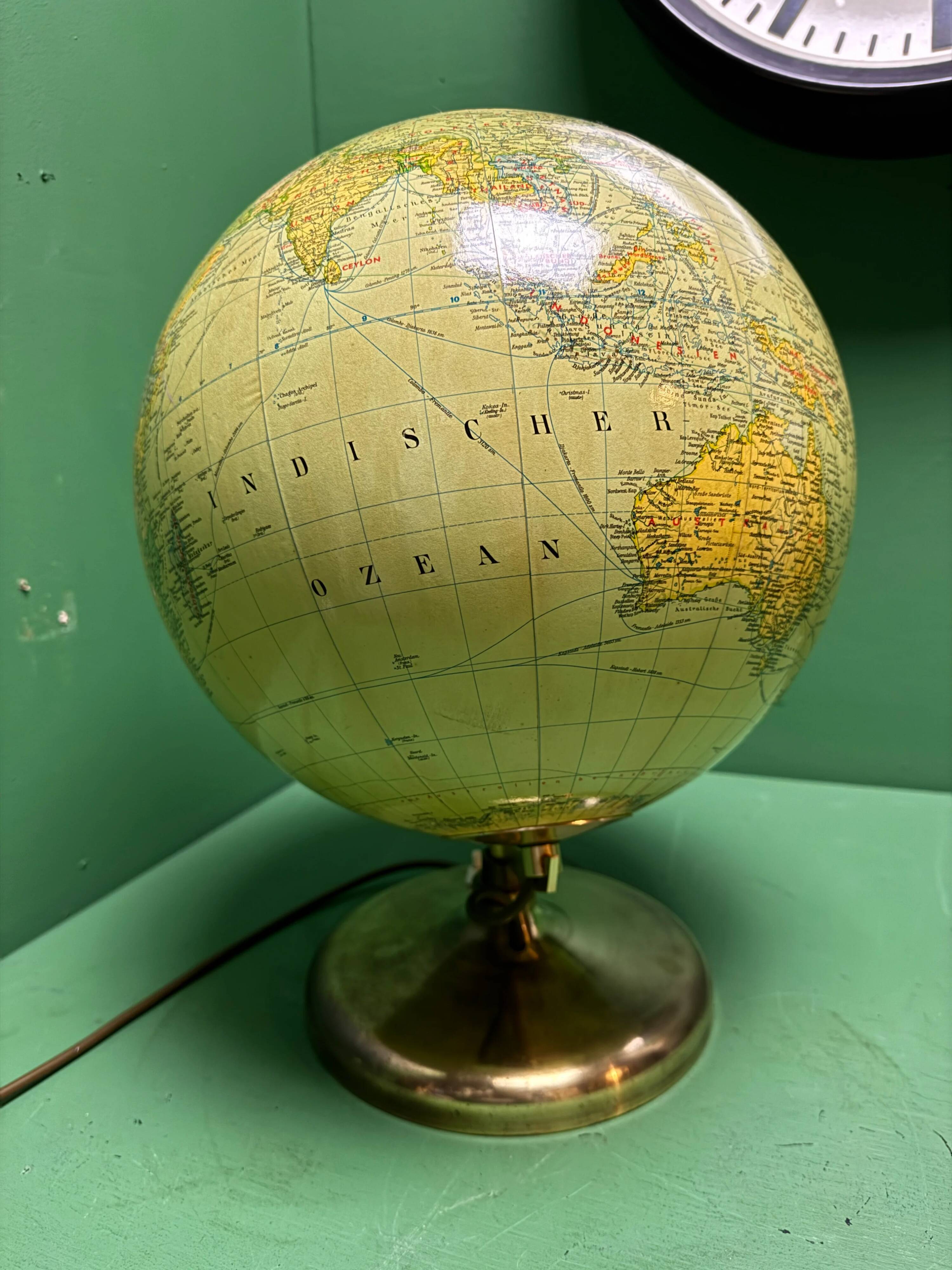 Vintage 1960s German glass globe lamp by JRO Globus Munchen