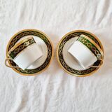 Large Fine Porcelain Cup and Saucer by Artist R. Sechet for Limoges Empire Style Lou