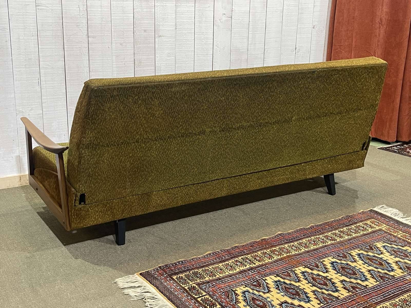 1970s English beech sofa bed