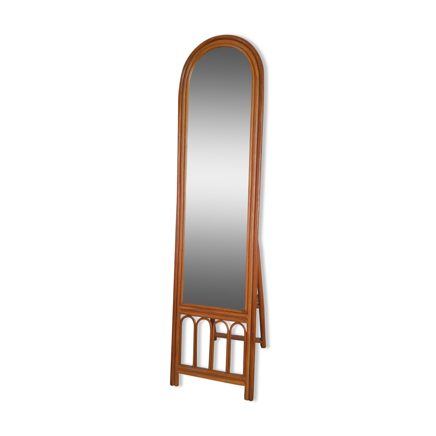 Vintage bamboo psyche mirror 38x150cm