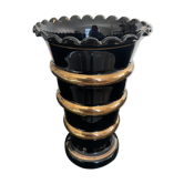 Vintage vase in black and gold opaline