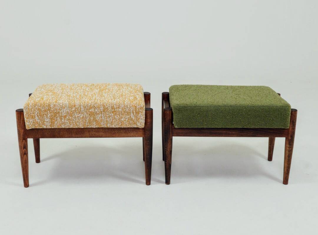 Scandinavian stool yellow mellow chocolate brown granola Set of 2