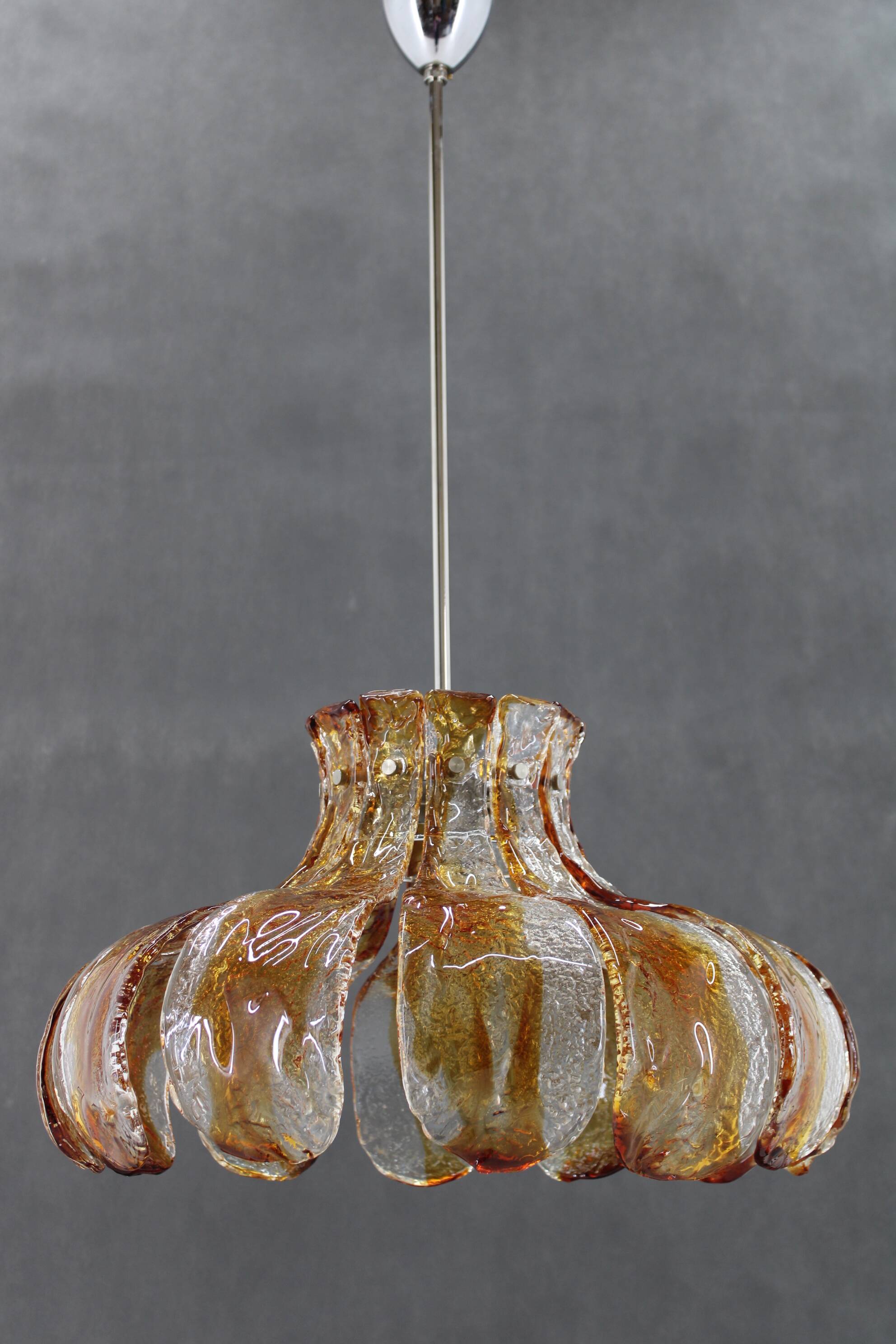 1970s Large Murano Glass Chandelier Mazzega, Italy