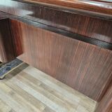 Executive Art Decò desk in exotic wood, glass, and brass