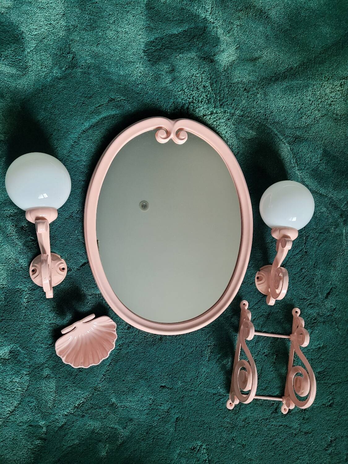 Pink Cast Iron Bathroom Set