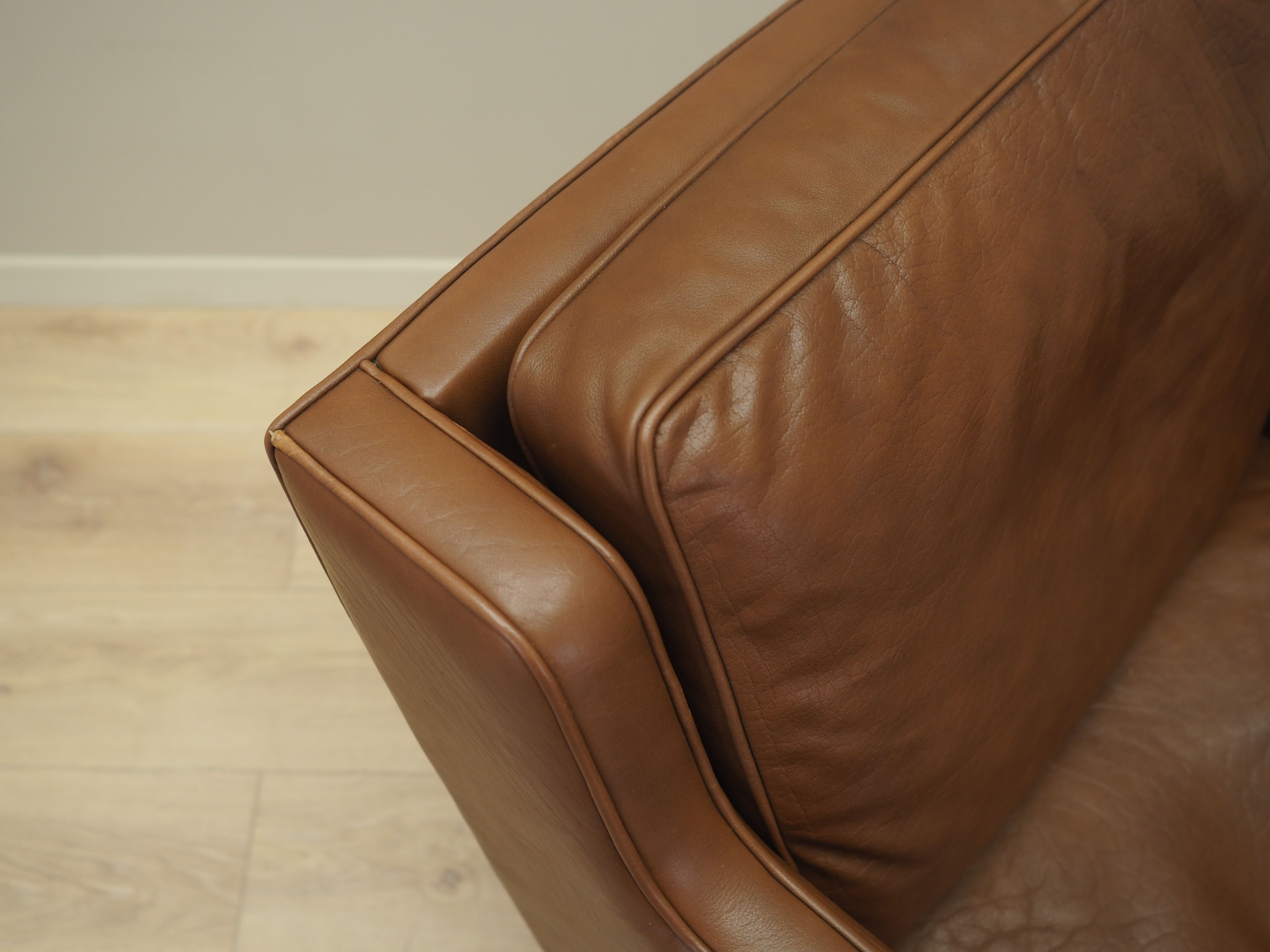 Brown leather armchair, Danish design, 1960s, production: Denmark