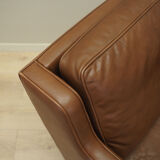 Brown leather armchair, Danish design, 1960s, production: Denmark