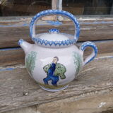 Pitcher XIXth century faience of Charolles naif characters