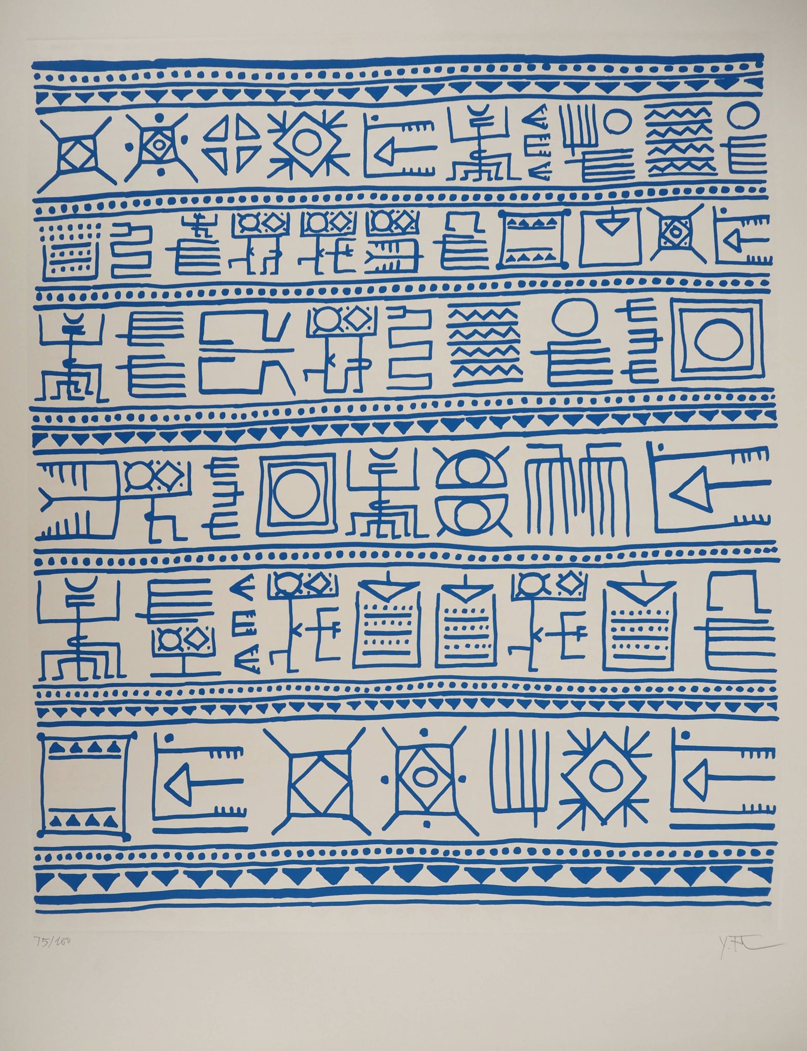 Yona FRIEDMAN: Pictograms of Genesis (Blue), signed original silkscreen