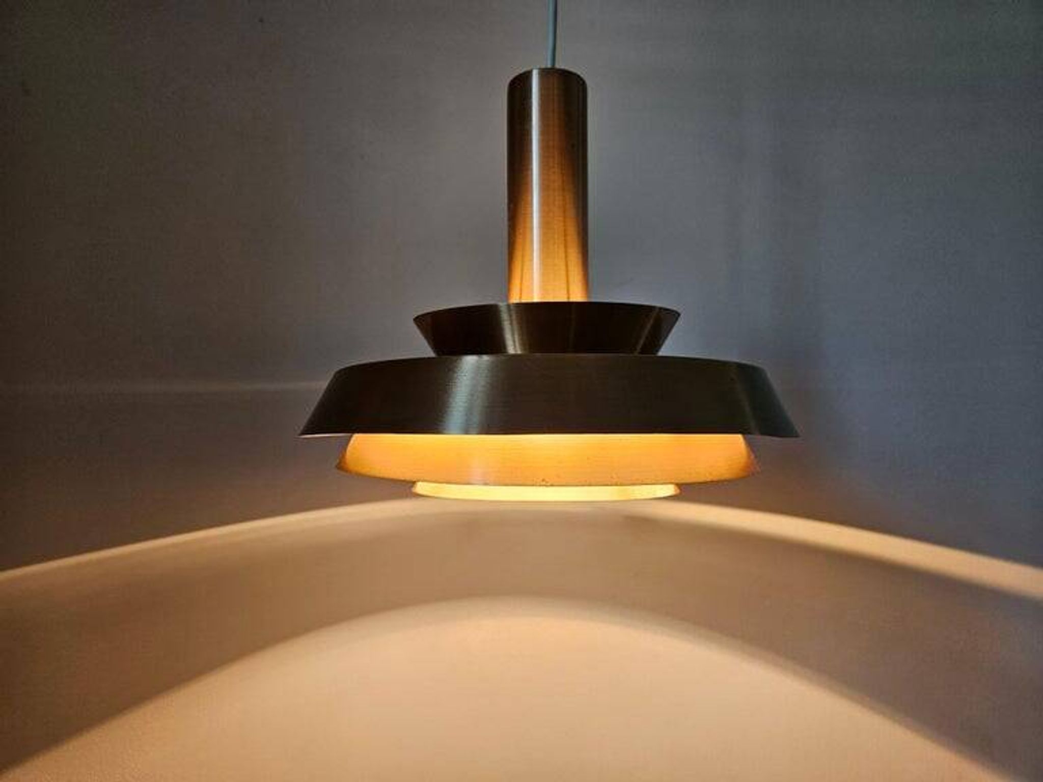 Rare Midcentury Pendant in style of Jo Hammerborg, Denmark, 1970s