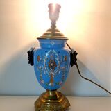 Lamp foot blue vase heads of fauna