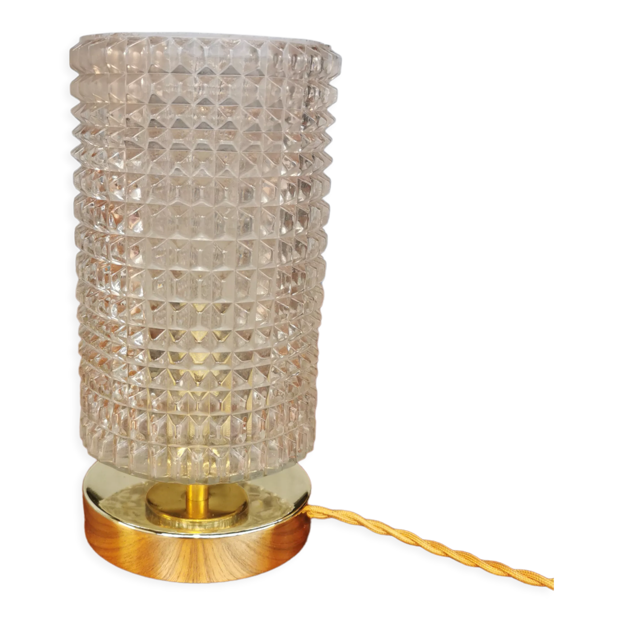 Table lamp with pressed glass globe