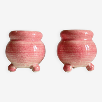 Ceramic candle holders pink 90s