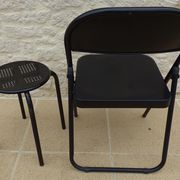 Black metal chair and stool set