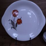 Set of 6 dessert plates and its cake dish Moulin des Loups.