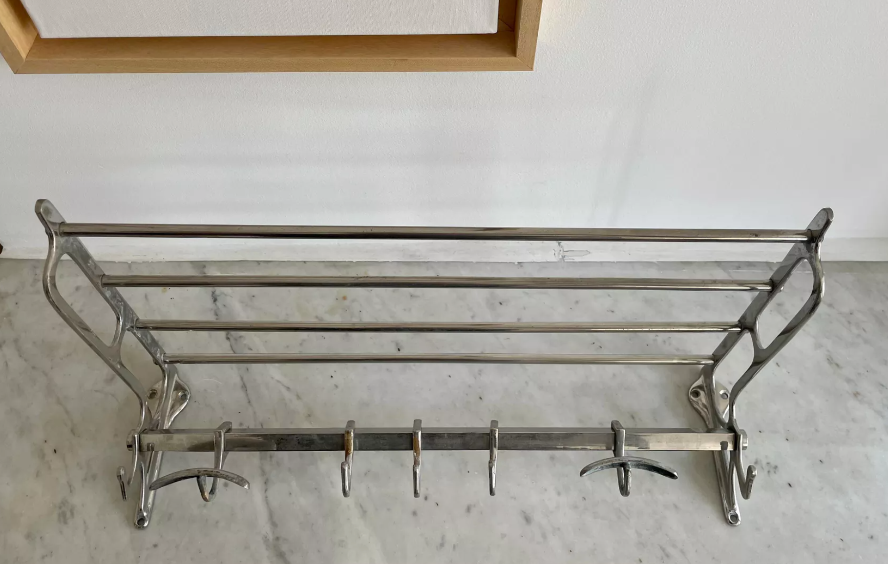 Vintage coat rack, chromed metal, art deco cloakroom