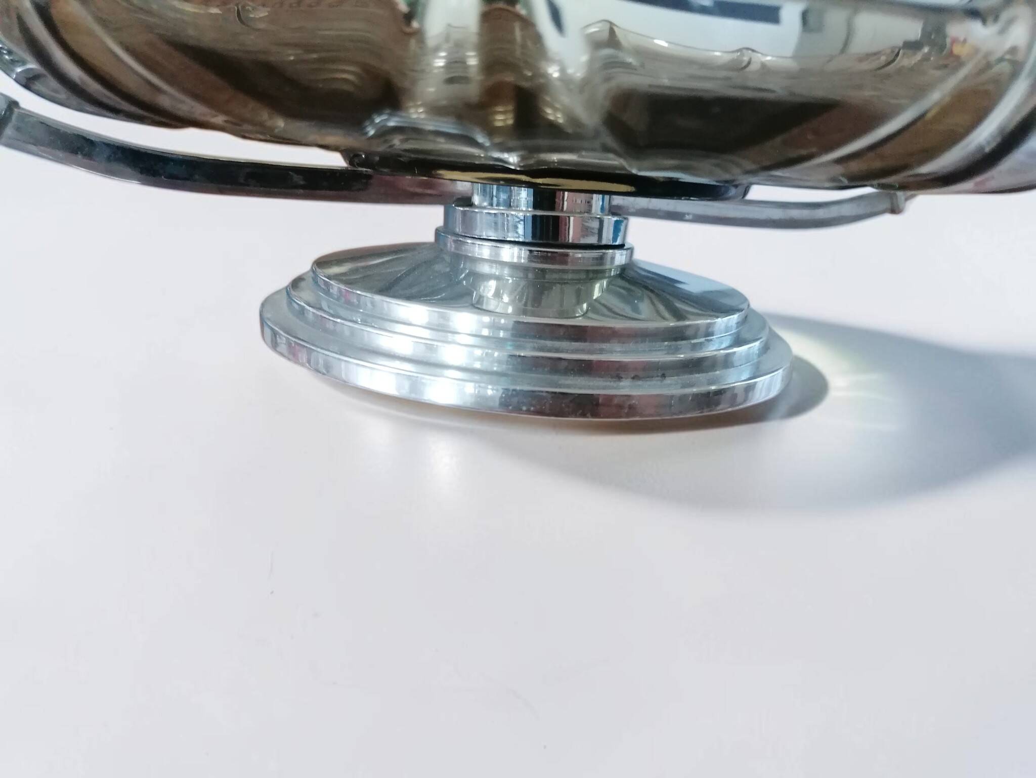 Art Deco glass and metal fruit bowl