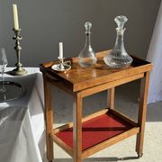 Wooden rolling trolley with removable top H66 75x35