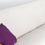 Vintage convertible sofa in fabric and imitation leather