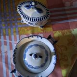 Vintage Gzhel porcelain sugar bowl