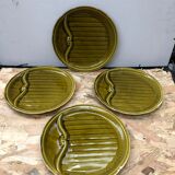 Flat lot + 4 old asparagus plates gien ceramic green vintage